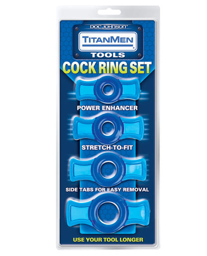 Juego de anillos para pene Titanmen Tools - Azul