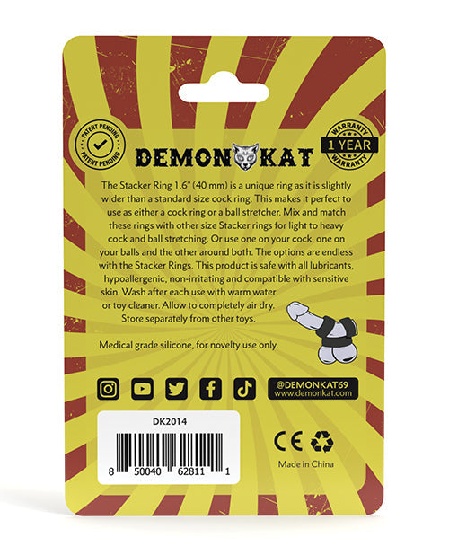 Anillo apilable Demon Kat de 1,6' - Negro