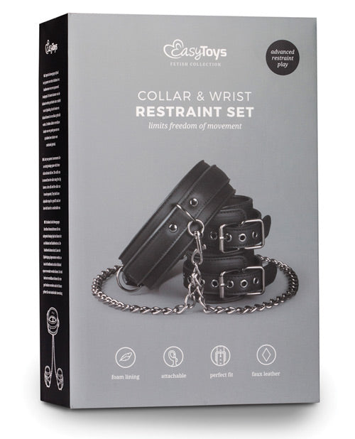 Collar de piel sintética con esposas Easy Toys - Negro
