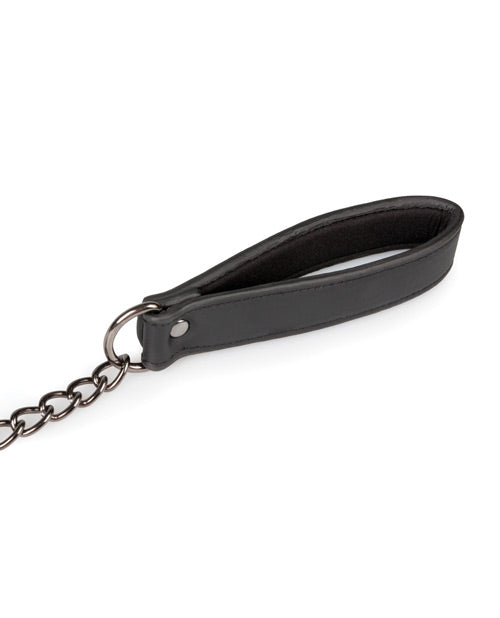 Collar de polipiel Easy Toys con cadenas para pezones - Negro
