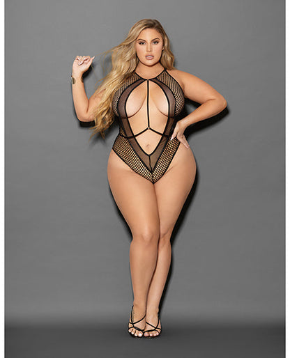 Body ourson résille et maille grande taille Euphoria noir QN
