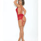 Teddiette Euphoria en dentelle décolleté plongeant avec entrejambe et fesses ouverts Rouge T/U