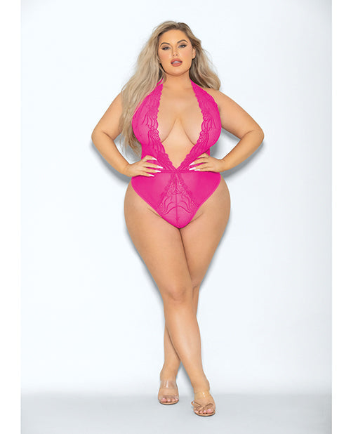 Euphoria Neón Teddy Escote en V Profundo Rosa Neón QN