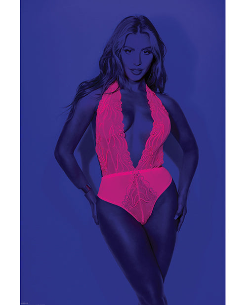 Euphoria Nuisette Teddy Rose Néon Profond Échancré Unique