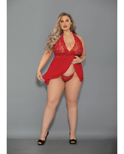 Euphoria Nuisette Courte & Culotte Ouverte Rouge QN