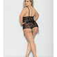 Bustier à lacets et string large Flame Fetish Soulmate Noir 1X/2X