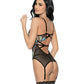 Bustier con Aros Twilight Garden con Tanga Negro Talla XL