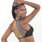 Haut à bretelles arc-en-ciel en dentelle Pride noir Taille unique