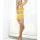 Neon Lace Underwire Bra w/Double Tulle Garter Skirt & Double Elastic Panty Neon Lime SM