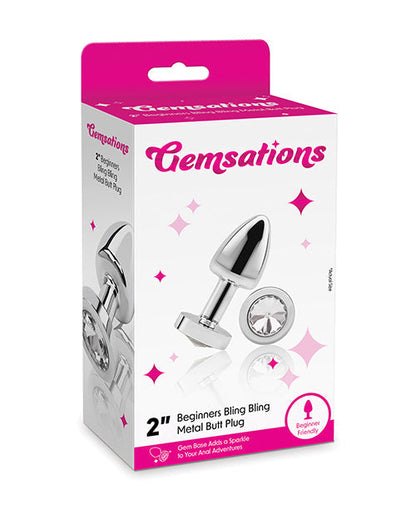 Gemsations 2" Beginners Bling Bling Metal Anal Plug - Plateado