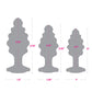 Gemsations Juego de entrenamiento de 3 piezas de tapones anales de metal ondulados con purpurina, 7,5 cm, 8,3 cm y 9,4 cm - Plata