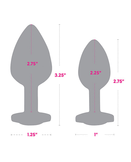 Gemsations Set de entrenamiento anal de cromo de 2 piezas de 2,75" y 3,25" - Arcoíris