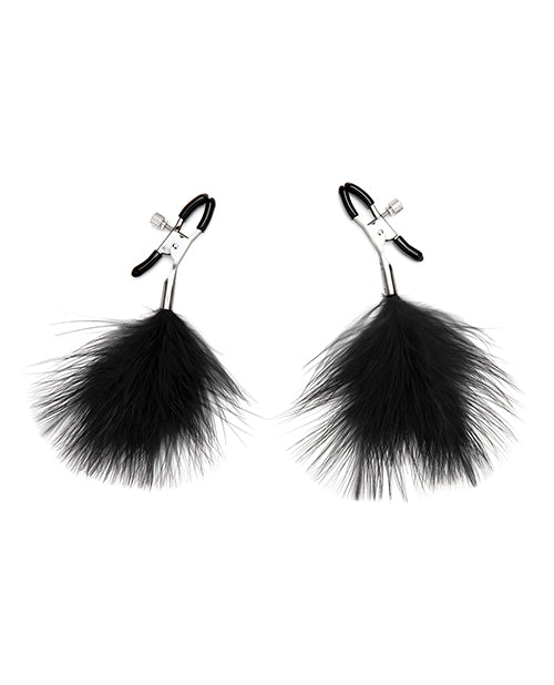 Pinces à tétons en plumes fétichistes de luxe - Noir