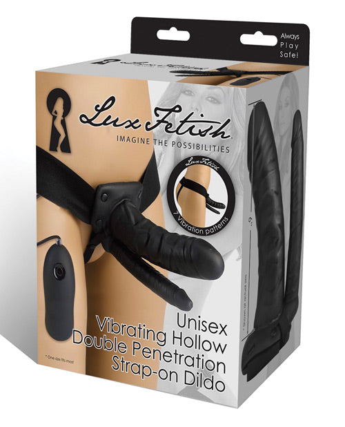 Gode ceinturon creux vibrant unisexe de pénétration double Lux Fetish