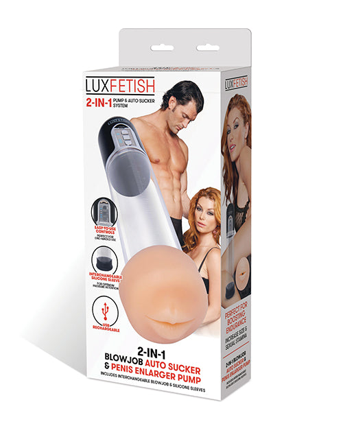 Lux Fetish Pompe à agrandir le pénis 2-en-1 et suceur de fellation