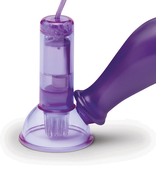 Lux Fetish Ventouses vibrantes pour tétons avec télécommande filaire - Violet