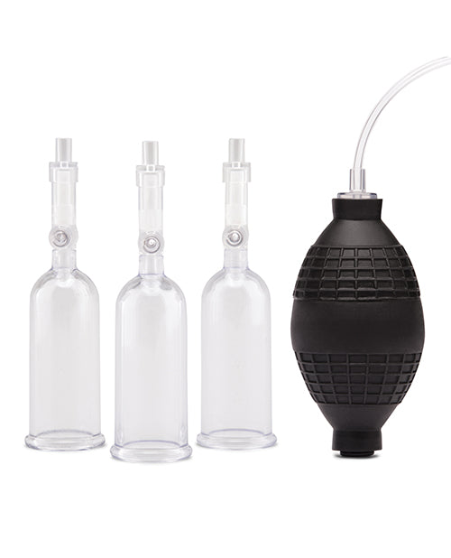 Chupadores de Pezones Fetichistas Lux con Bomba de Clítoris - Transparente/Negro