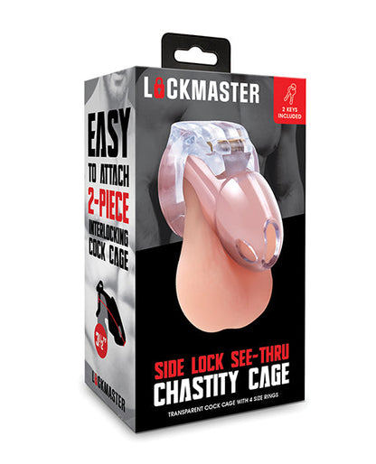 Cage de chasteté transparente à verrou latéral Lockmaster 3,5" - Clair