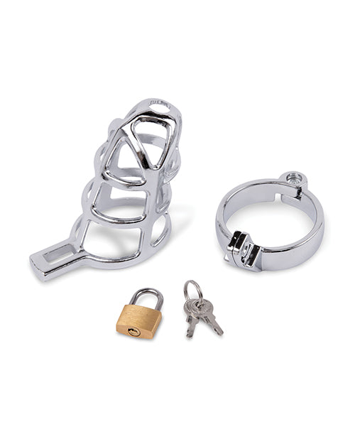 Jaula de castidad para pene de prisionero Lockmaster de 3,75" de acero inoxidable - Plateado