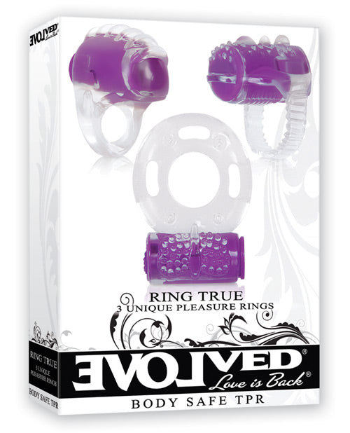 Evolved Ring True Kit de 3 Anneaux de Plaisir Uniques – Transparent/Violet