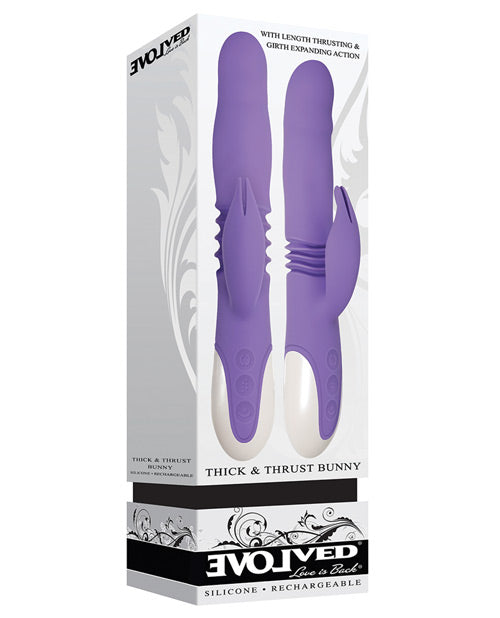 Vibrador Grueso Evolucionado de Empuje | Conejo Doble Estimulación Impermeable Recargable Púrpura | Mejor Vibrador para Mujeres