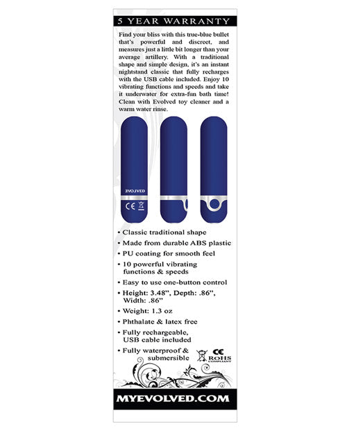 Vibrador Bullet Evolved | Vibrador Pequeño My Blue Heaven | Vibrador Recargable de 10 Velocidades | Mejor Vibrador para Mujeres