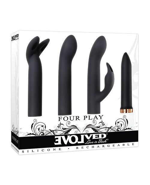 Kit de jeu à quatre positions Evolved | Vibromasseur Balle Noir-Or Rose | Vibromasseur point G 7 vitesses | Vibromasseur clitoridien étanche