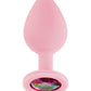 Luv Inc. Vibro-stimulateur anal en silicone avec trois pierres - Rose clair moyen