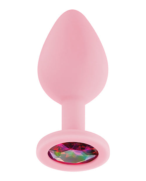 Luv Inc. Vibro-stimulateur anal en silicone avec trois pierres - Rose clair moyen