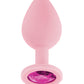 Luv Inc. Vibro-stimulateur anal en silicone avec trois pierres - Rose clair moyen
