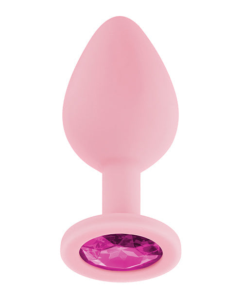 Luv Inc. Vibro-stimulateur anal en silicone avec trois pierres - Rose clair moyen