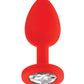 Luv Inc. Plug anal en silicone orné de trois pierres – Petit Rouge