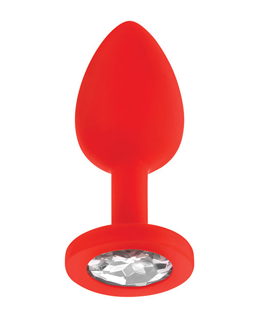 Luv Inc. Plug anal en silicone orné de trois pierres – Petit Rouge