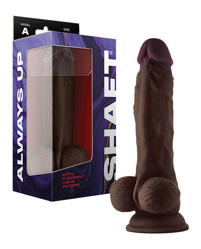 Manche Modèle Réaliste | Godemichet en silicone Flexskin Acajou | Grand godemichet de 21,6 cm avec testicules