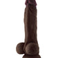Manche Modèle Réaliste | Godemichet en silicone Flexskin Acajou | Grand godemichet de 21,6 cm avec testicules