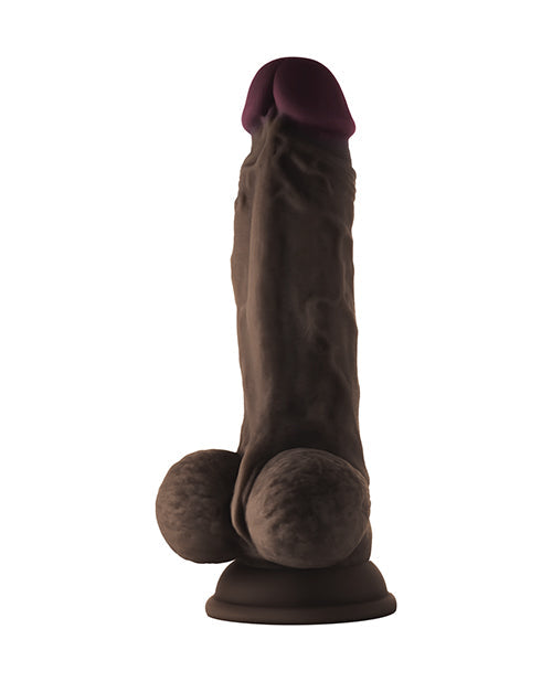 Shaft Model A Dildo Réaliste | Dildo en Silicone Liquide Flexskin Acajou | Dildo de 7,5" avec Couilles