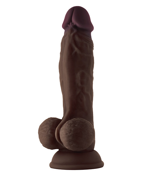 Pénis réaliste modèle A | Godemichet en silicone Flexskin | Grand godemichet de 24 cm en acajou avec testicules
