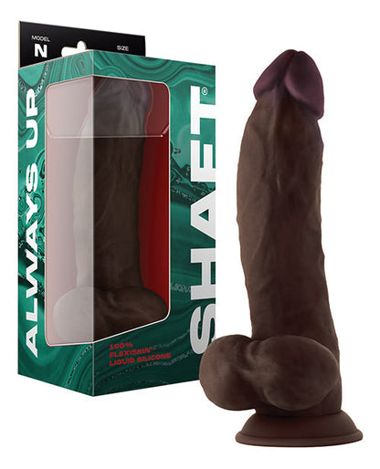 Gode modèle N Réaliste | Godemichet en silicone Flexskin Curve | Godemichet de 24 cm avec testicules, couleur acajou