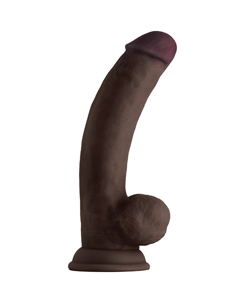 Gode Modèle C Pénis Réaliste | Gode Courbé en Silicone Flexible Acajou de 21,5 cm avec Testicules