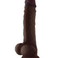 Vibromasseur Réaliste Shaft Model A | Vibromasseur en Silicone Flexskin Acajou | Grand Vibromasseur de 26,5 cm avec Testicules