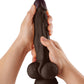 Vibromasseur Réaliste Shaft Model A | Vibromasseur en Silicone Flexskin Acajou | Grand Vibromasseur de 26,5 cm avec Testicules