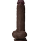 Shaft Flexskin Realistic Dildo | Godemichet courbé en acajou | Gros godemichet de 9,5 pouces | Godemichet vibrant avec des boules