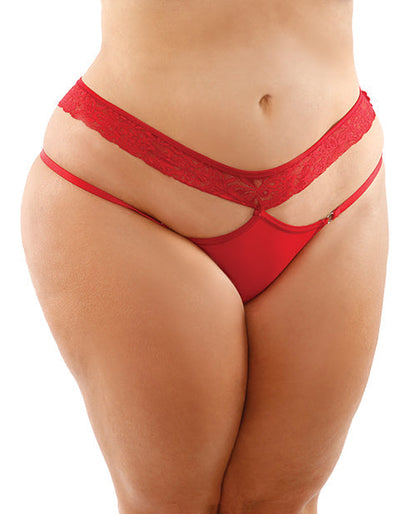 Culotte bikini microfibre Ren avec dentelle à la taille Bottoms Up rouge QN