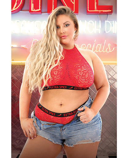 Haut court dos nu et culotte coquine Vibes Extra Spicy Rouge Piment QN