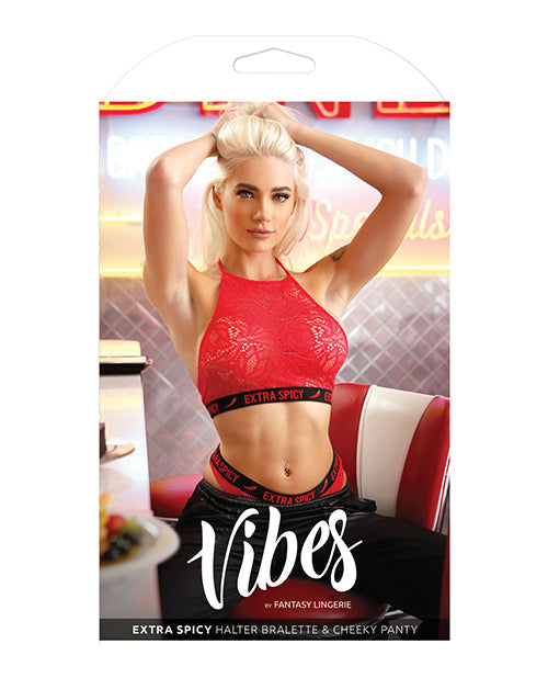 Soutien-gorge dos nu et culotte coquine Vibes Extra Épicé Rouge Piment S/M