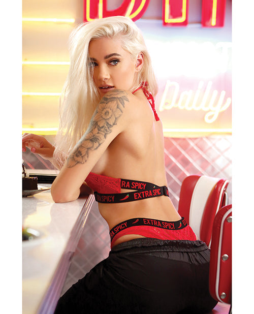 Soutien-gorge dos nu et culotte coquine Vibes Extra Épicé Rouge Piment S/M