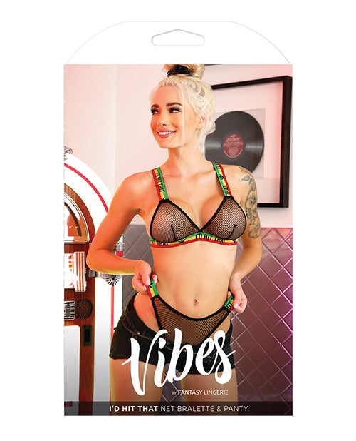 Vibes I'd Hit That Brassière résille et culotte noir L/XL