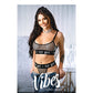Vibes Icy Girl Soutien-gorge et string en résille métallisée Noir T. S/M