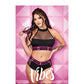 Vibes Pussy Power Micro-Net Halter Top y Booty Short Negro G/XL
