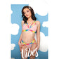 Ensemble de lingerie Vibes Make it Rain avec brassière en cage et culotte Booty Rainbow M/L